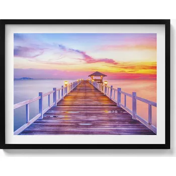 Obraz Obraz v černém rámu dekorace na zeď Zalesněný most v přístavu 80x60 cm