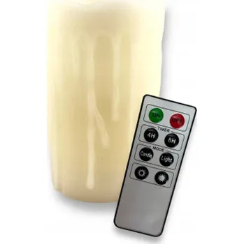 Svíčka LED SVÍČKA KAPAJÍCÍ PŘÍRODNÍ VOSK + DÁLKOVÉ OVLÁDÁNÍ