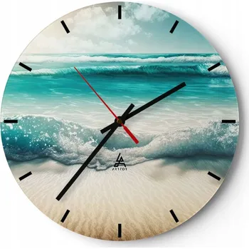 Hodiny Nástěnné hodiny do kuchyně 30x30 Pláž Skleněné hodiny do obýváku Loft Tiché