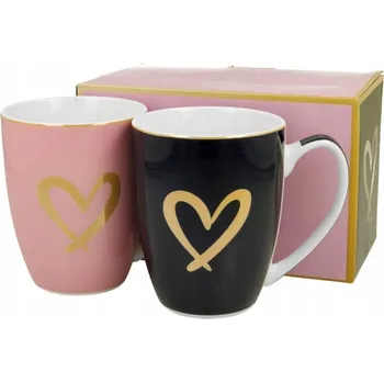 Hrnek Duo Zlaté srdíčko porcelánový 360 ml