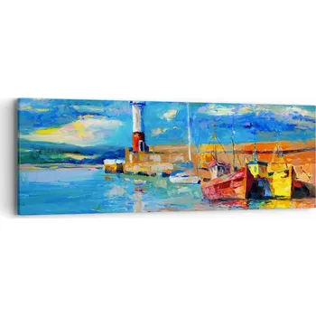 Obraz Obraz na plátně do obýváku ložnice 90x30 Rybářský přístav obrazy na zeď