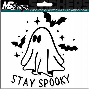 Samolepicí dekorace na vozidlo SAMOLEPKA na auto STAY SPOOKY DUCH DUSÍK GHOST 15x13,5 cm