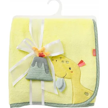 Dětská deka Dětská deka Fehn 100 x 70 cm žlutá se zvířátky