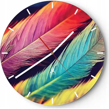 Hodiny Nástěnné hodiny do kuchyně 30x30 Peří Skleněné hodiny do obýváku Loft Tiché