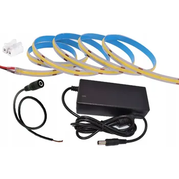 LED páska LED sada COB pásek 12V 60W 5m BÍLÁ + Napájecí zdroj DC