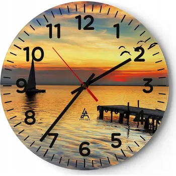 Hodiny Nástěnné hodiny do obýváku 40x40 Krajina Kulatý Skleněné hodiny Loft Tiché