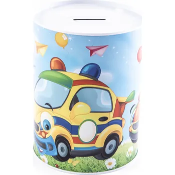Pokladnička Kasička kovová plechovka Auta Různé