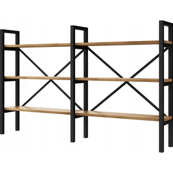 Knihovna Industriální regál Loft na knihy, dub D3-40, 200 cm