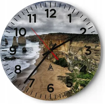 Hodiny Kuchyňské nástěnné hodiny 30x30 Pláž Moderní skleněné hodiny do obýváku Tiché