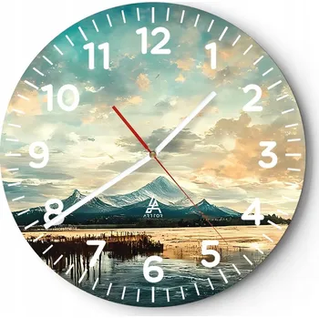 Hodiny Kuchyňské nástěnné hodiny 30x30 Krajina Moderní Skleněné hodiny do obýváku Tiché