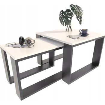 Konferenční stolek Konferenční stolek Matkam čtvercový 60 x 60 x 43,3 cm bílý, černý