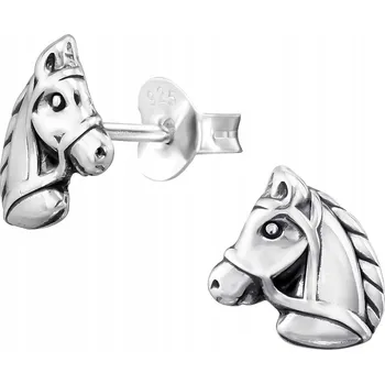 Náušnice Stříbrné náušnice koníci pro holčičku, dětské, puzetky, šroubovací stříbro 925