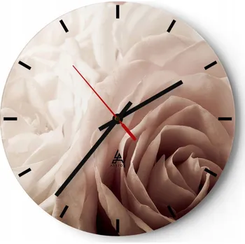 Hodiny Nástěnné hodiny do kuchyně 30x30 Růže Skleněné hodiny do obýváku Loft Tiché