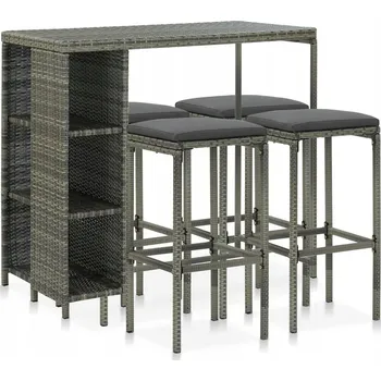 5dílná zahradní barová souprava, polštáře, PE ratan,