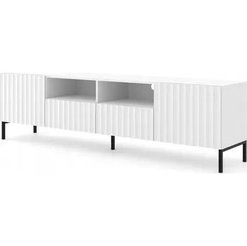 Komoda RTV skříňka Ravenna C 200 4D bílý lesk, zlaté nožičky