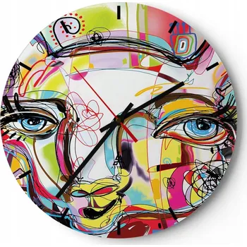 Hodiny Nástěnné hodiny do kuchyně 30x30 Abstrakce Skleněné hodiny do obýváku Tiché