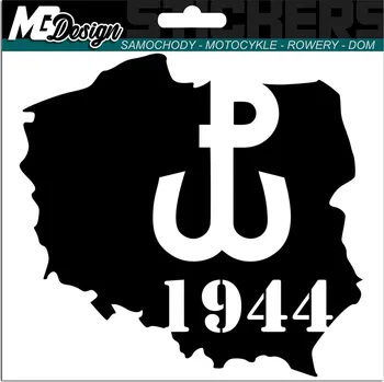 Samolepicí dekorace na vozidlo NÁLEPKA na auto MAPA POLSKÝ Bojující Polsko 1944 POVSTÁNÍ 16x15