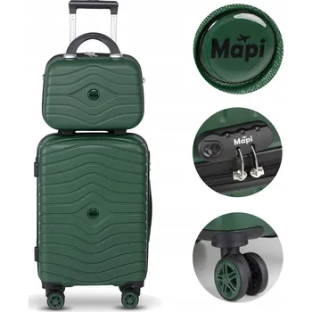 Mapi Tvrdý kufr sada ABS Mapi 100L Zelená + Kufřík Kosmetický kufřík 13l