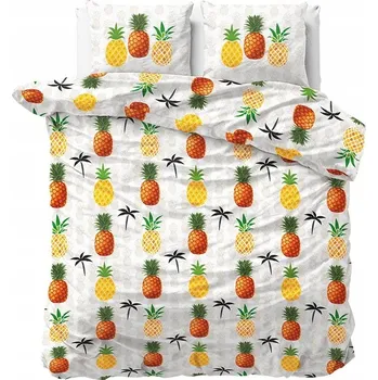 Povlečení POVLEČENÍ HOLANDSKÉ 200x220 ANANAS ANANASY PINEAPPLE PALMY SLEEPTIME 217