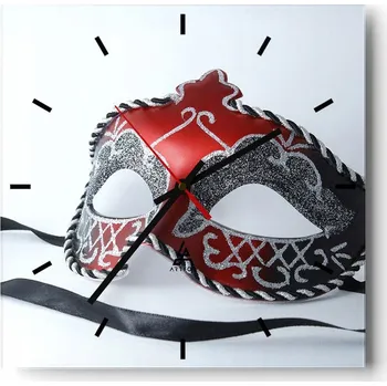 Hodiny Velké nástěnné hodiny na zeď 40x40 Maska Skleněné hodiny Čtvercové Tiché