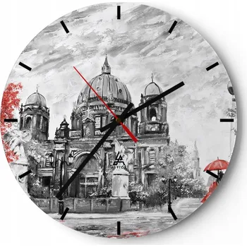 Hodiny Nástěnné hodiny do kuchyně 30x30 Město Skleněné hodiny do obýváku Loft Tiché