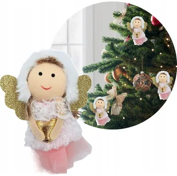 Vánoční dekorace Ozdoba na vánoční stromeček – růžový andílek, 12 cm