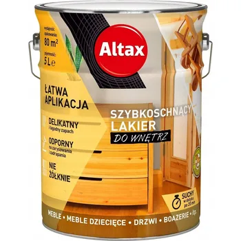 Lak na dřevo ALTAX Rychleschnoucí lak na interiér lesklý 5l bezbarvý na nábytek, obložení