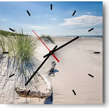 Hodiny Nástěnné hodiny do kuchyně 30x30 Moře Stylové hodiny na skle Loft Tiché