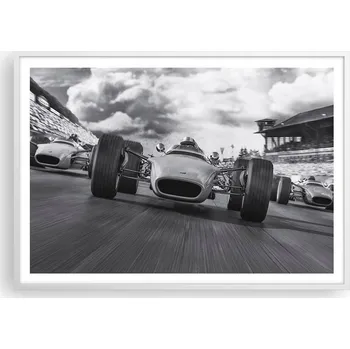 Obraz Plakát na zeď v bílém rámu 100x70 Formule 1 obraz plakáty do obýváku