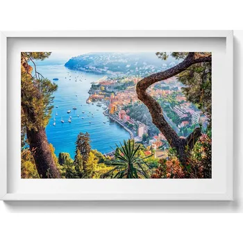 Obraz Elegantní obraz v bílém rámu Vesnice Villefranche-sur-Mer 70x50 cm
