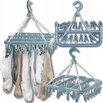 Sušák na prádlo PRAKTICKÝ SUŠÁK NA PONOŽKY, PRÁDLO A OBLEČENÍ - VĚŠÁK S 32 KLIPY - SADA