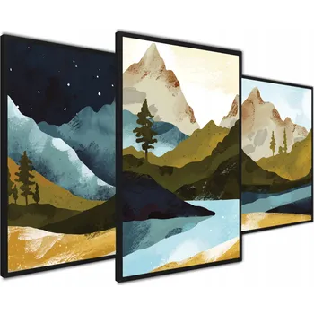 Obraz Plakát Triptych Příroda Hory Noc bez rámu 40 x 50 cm