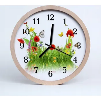 Hodiny Rustikální nástěnné hodiny do loftu Louka Krajina 25 cm
