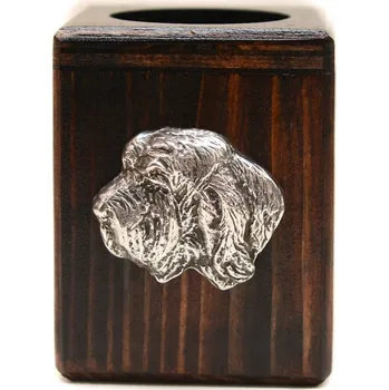 Svícen Petit basset griffon vendeen dřevěný svícen se psem, na čajovou svíčku