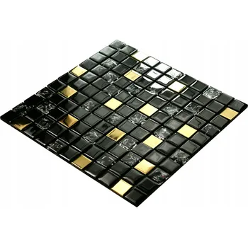 Obklad Skleněná mozaika Englass 30 x 30 cm černá, odstíny žluté a zlatá