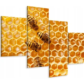 Obraz Čtyřdílný obraz VČELY Med Makro 3D 80x50