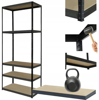 Dílenský regál Kovový regál PREMIUM BLACK stojan HELIOS 213x50x50 cm 5 polic x 175 kg 300 TISÍC ZÁRUKA