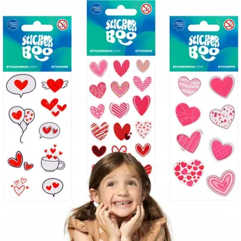 samolepka Barevné samolepky srdíčka, sada samolepek pro děti