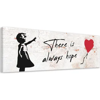 Obraz OBRAZ DO OBÝVÁKU Banksy Dívka s balónkem NA PLÁTNĚ 90x30