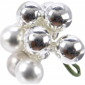 Vánoční dekorace KAEmingk Vánoční Baňky svazek 2 cm 10 ks bílo-stříbrné 715076