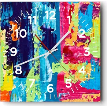 Hodiny Kuchyňské nástěnné hodiny 30x30 Abstrakce Skleněné hodiny do obýváku Moderní Tiché