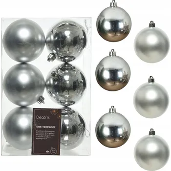 Vánoční dekorace Vánoční Baňky vánoční koule na stromeček lesklé matné x6 STŘÍBRNÉ vánoční