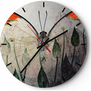 Hodiny Velké nástěnné hodiny 40x40 Abstrakce Skleněné hodiny Kulatý Tiché