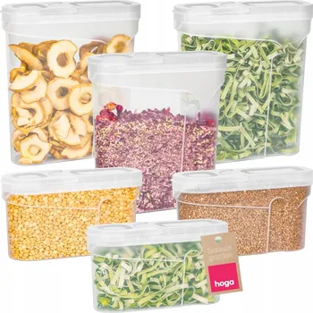 Dóza na potraviny KUCHYŇSKÁ NÁDOBA NA SYPKÉ POTRAVINY MOUKU CUKR RÝŽI DÁVKOVAČ 1,3L 2,4L 6X