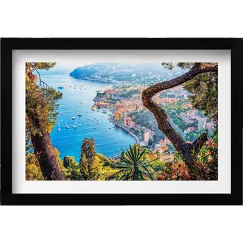 Obraz Dekorace, obraz s grafikou v krásném rámu Vesnice Villefranche-sur-Mer 30x20 cm