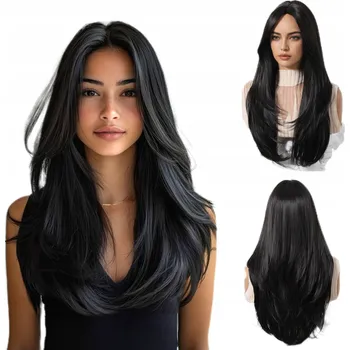 Paruka Paruka dlouhé syntetické vlasy černá NCDSHAIR dámská