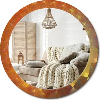 Zrcadlo Zrcadlo s potiskem do koupelny ložnice obývacího pokoje Spirála abstrakce fi80 cm