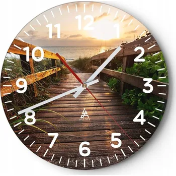 Hodiny Nástěnné hodiny do obýváku 40x40 Krajina Kulatý Skleněné hodiny Loft Tiché