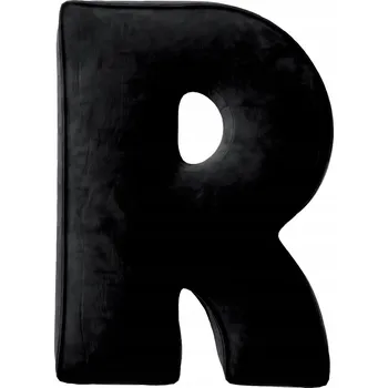 Polštář Polštář velurový písmeno R, 40 cm VELKÝ černá