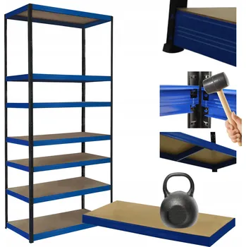 Dílenský regál Kovový regál skladový stojan HELIOS 270x75x30cm 7 polic x 175kg ODOLNÝ VYSOKÝ